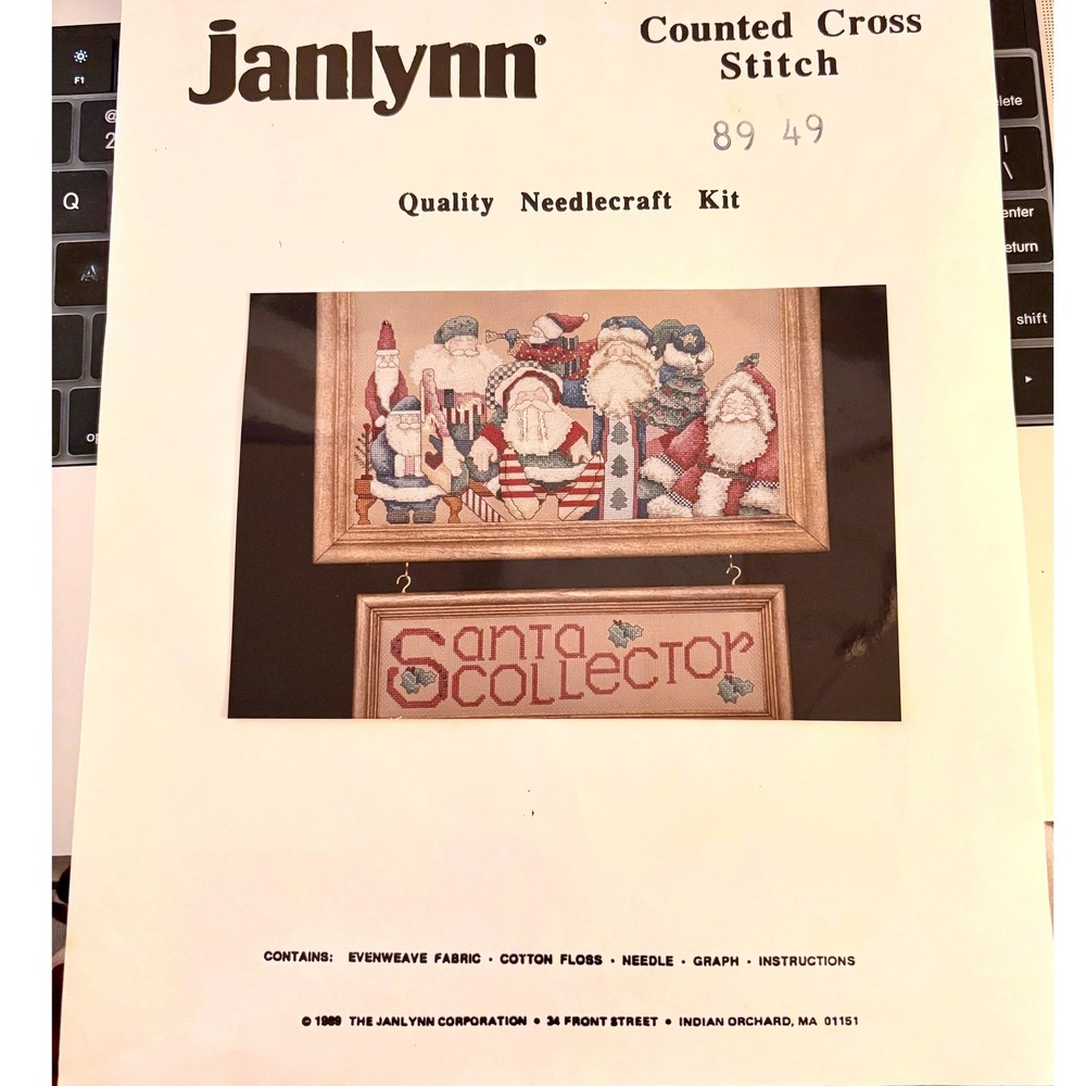 Janlynn Santa Collector Cross Stitch Kit Vtg 80s No.89-49  Complete Whimsical